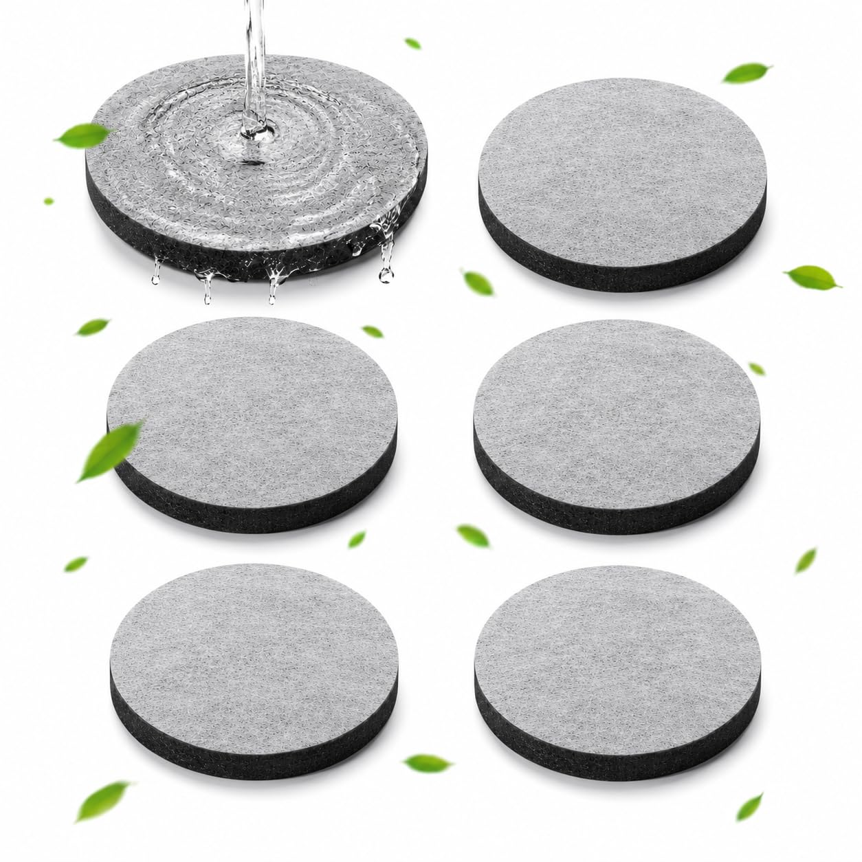6 Pcs Water Bottle Filter Discs for Brita, Micro Discs Replacement for Brita Fill & Go Bottles Carafes, 2-Stage Filtration Reduce Chlorine & Microparticles & Other Impurities Save up to 60L/pcs