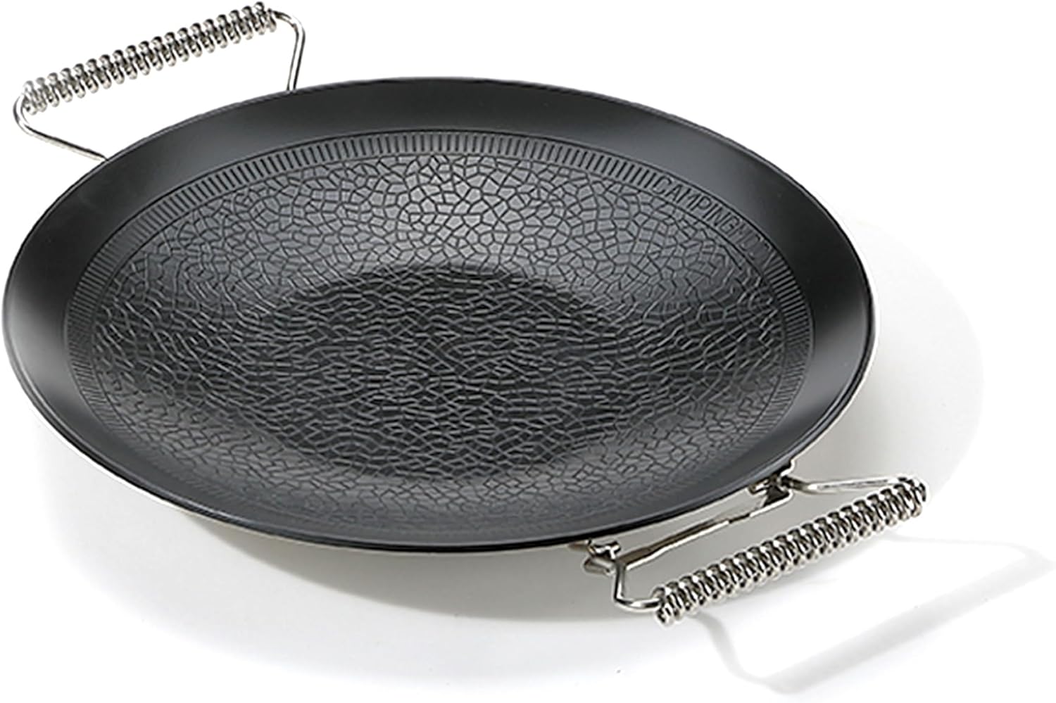 12.8-inch Nonstick Camping Grill Pan with Foldable Handle for Outdoor Use 12.8-inch Nonstick Camping Grill Pan with Foldable Handle for Outdoor Use