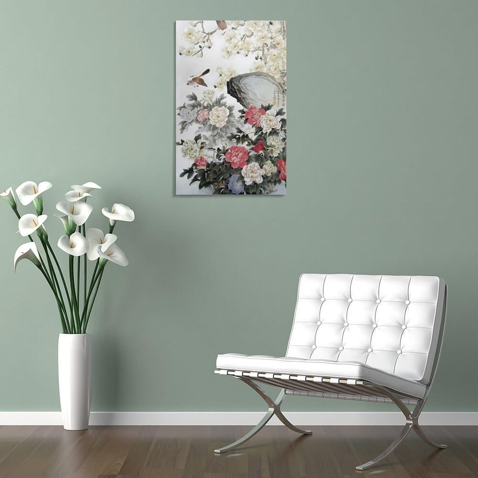 Amazon.co.jp: 牡丹の絵 開運画 玄関風水 お花の絵画 ヴィンテージ