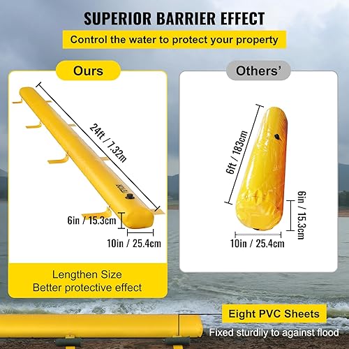 Miniatura 3 de VEVOR Flood Barrier, Flood Bags, Sandbag Alternative, Water Barrier for Flooding with Great Waterproof Effect, Reusable PVC Water Diversion Tubes,