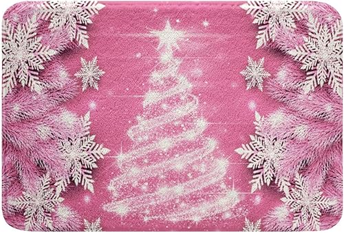 Miniatura 1 de Feelyou Alfombras de baño con árbol de Navidad para niñas y niñas, tapete de baño de microfibra con copos de nieve de Navidad, tapete de baño de