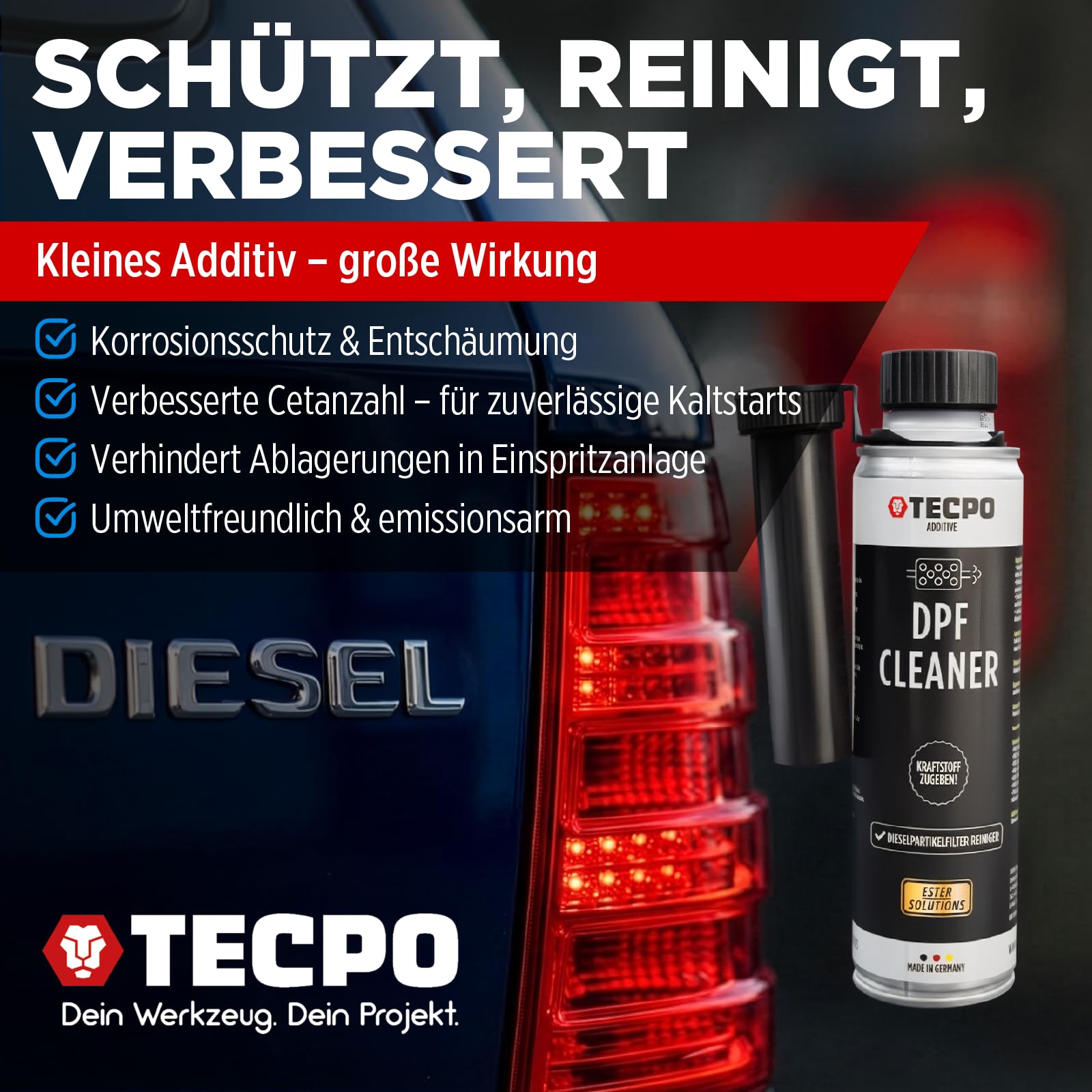 TECPO 12x Partikelfilter Reiniger Diesel DPF, 300ml DPF Diesel Reiniger Additiv Zusatz Kraftstoffzusatz Dieselpartikelfilter Reiniger Dieselkraftstoffadditiv (12er-Pack)