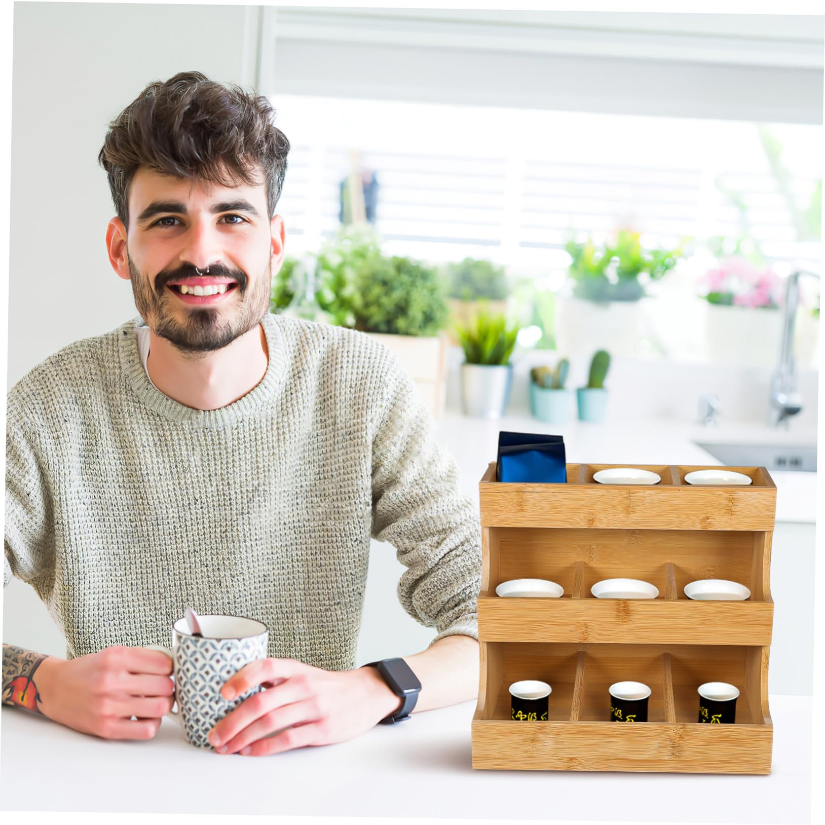 iplusmile Portabustine tè in Legno Resistente capacità Elevata, Organizer Raffinato per Bustine di tè e caffè, per Conservare Bustine in Cucina o Ufficio