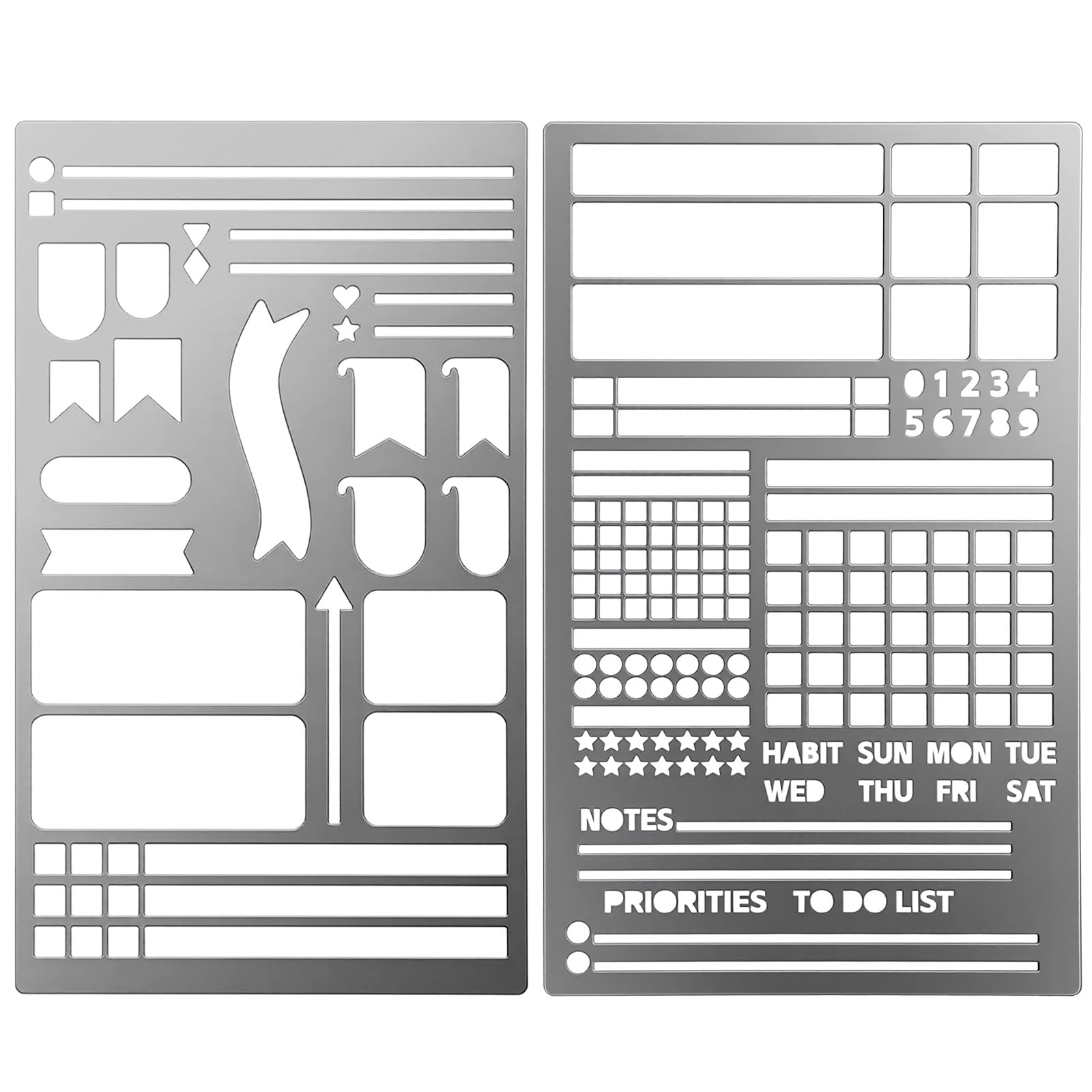 2Pcs Journal Stencils, Ymapinc Stainless Steel Letter Calligraphy Stencils
