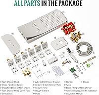 Vista 8 de Sistema de ducha en cascada de 4 funciones con chorros corporales, sistema de ducha de lluvia de cuerpo completo SR SUN RISE con grifo de ducha