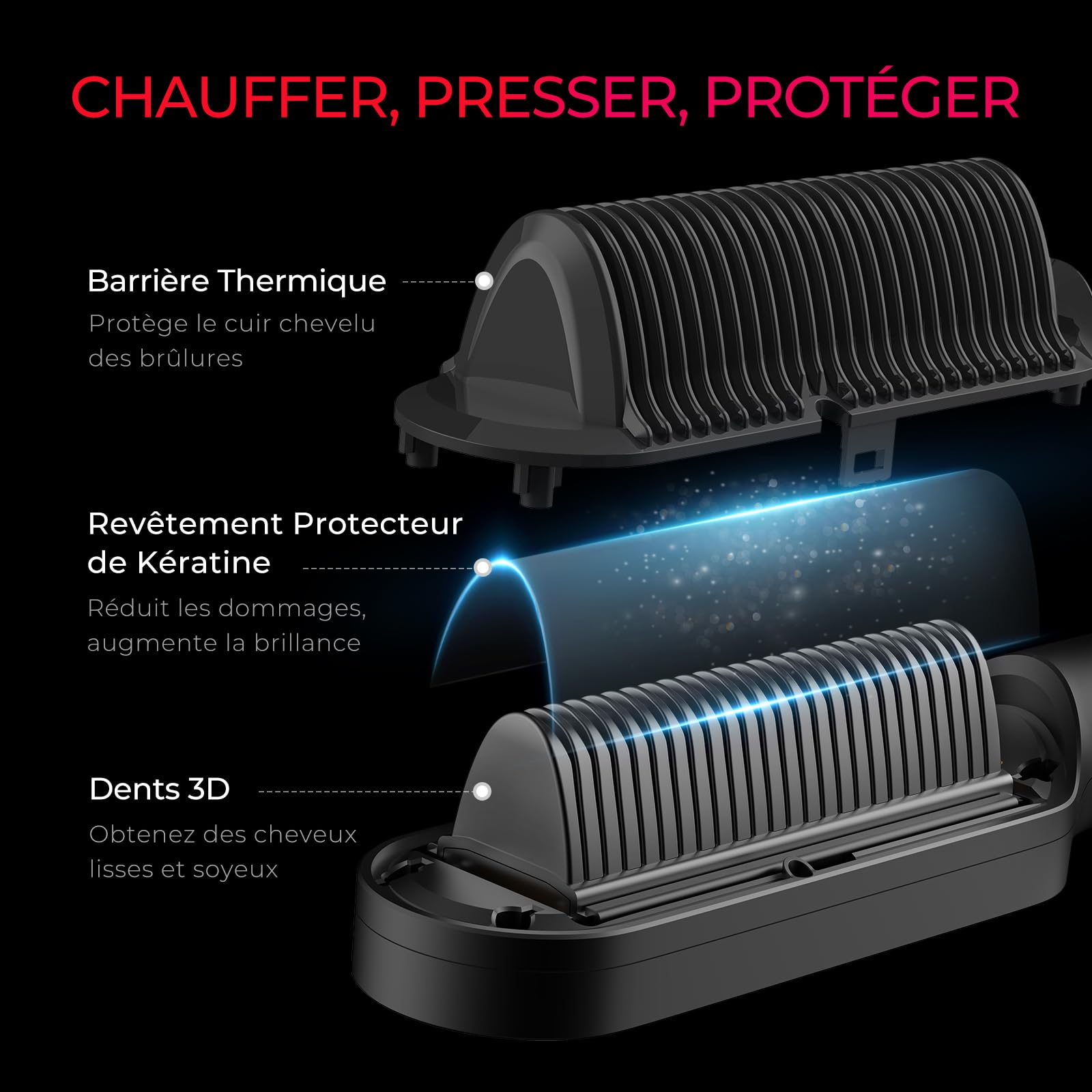 TYMO RING PLUS Lisseur Cheveux Professionnel, 9 Réglages Température 120℃-210℃, Écran LCD, Chauffe Rapide 20S, Ions Négatifs, Double Tension