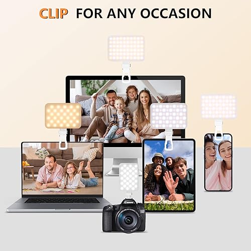 Miniatura 16 de Luz LED recargable por USB para selfie, luz de foto portátil con 97+ CRI, temperatura de color de hasta 6500K para selfie, conferencia de zoom, Negro