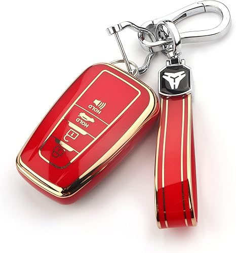 Fundas para llaves Toyota, fundas de botón de protección de TPU suave y llaveros, soporte para llaves de automóvil para hombres y mujeres (rojo), F