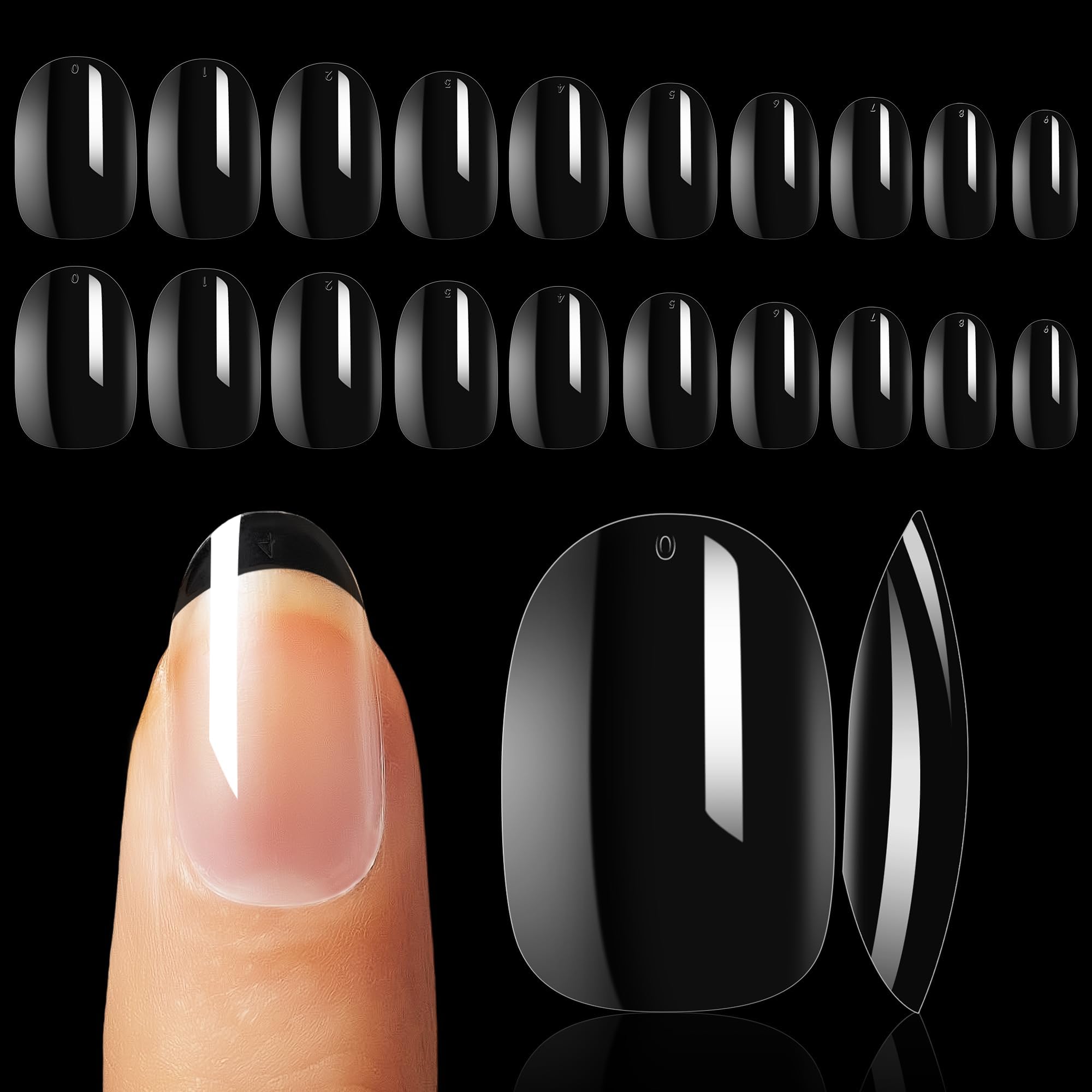 – Makartt Short Oval False Nails - 500pcs 10 Sizes Full Cover Clear Nail Tips, for Soft Gel Extensions & DIY Press on Nails