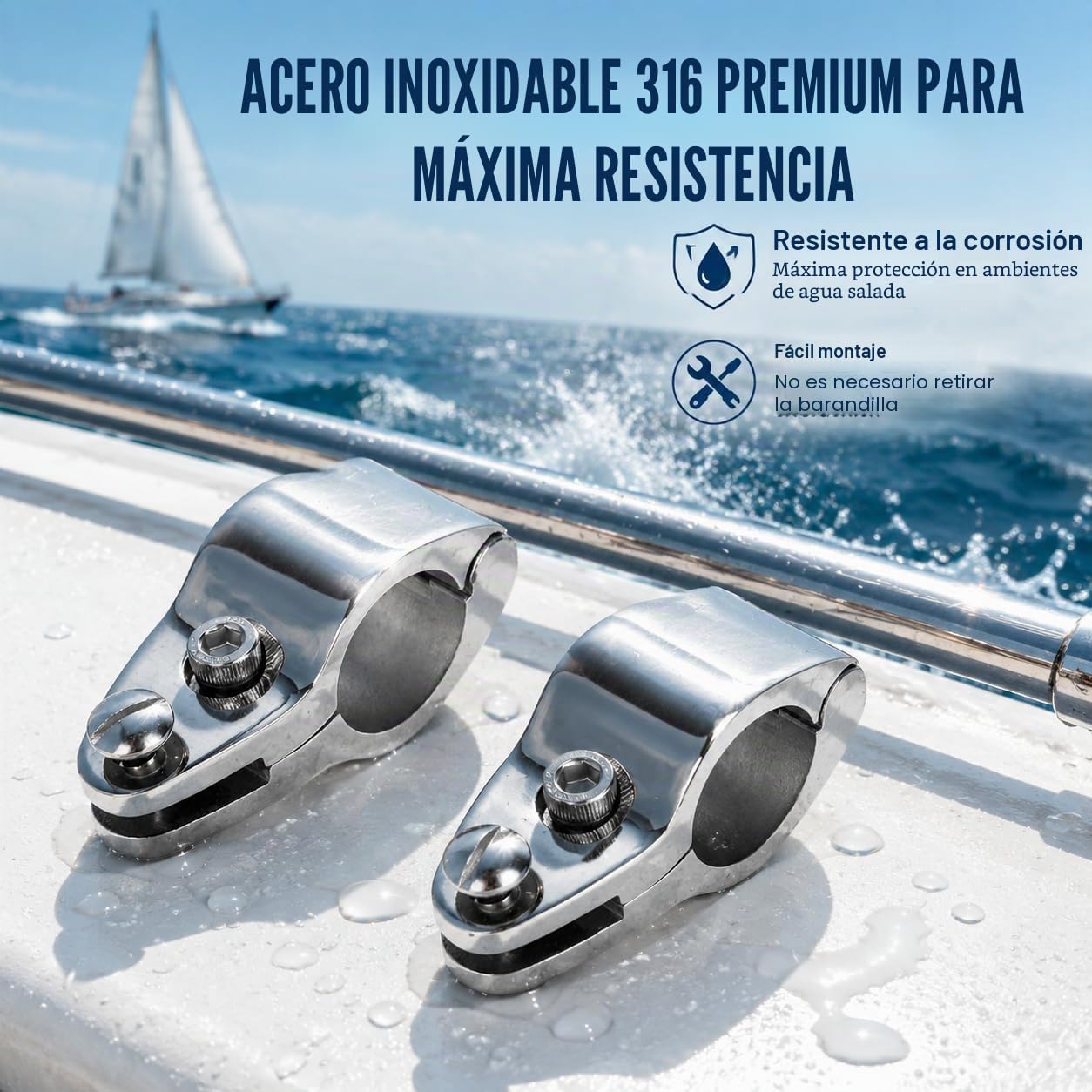 Toboganes de Mandíbula Marinos de Acero Inoxidable, Accesorios de Hardware con Bisagras para Barco, 25 mm, 2 Piezas