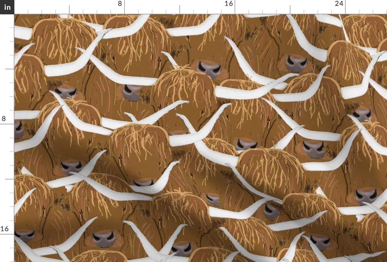 Spoonflower Fabric - Scottish Highland Cows Cattle Farm Brown Cow Herd Printed on Minky Fabric by The Yard - Sewing Baby Blankets Quilt Backing Plush