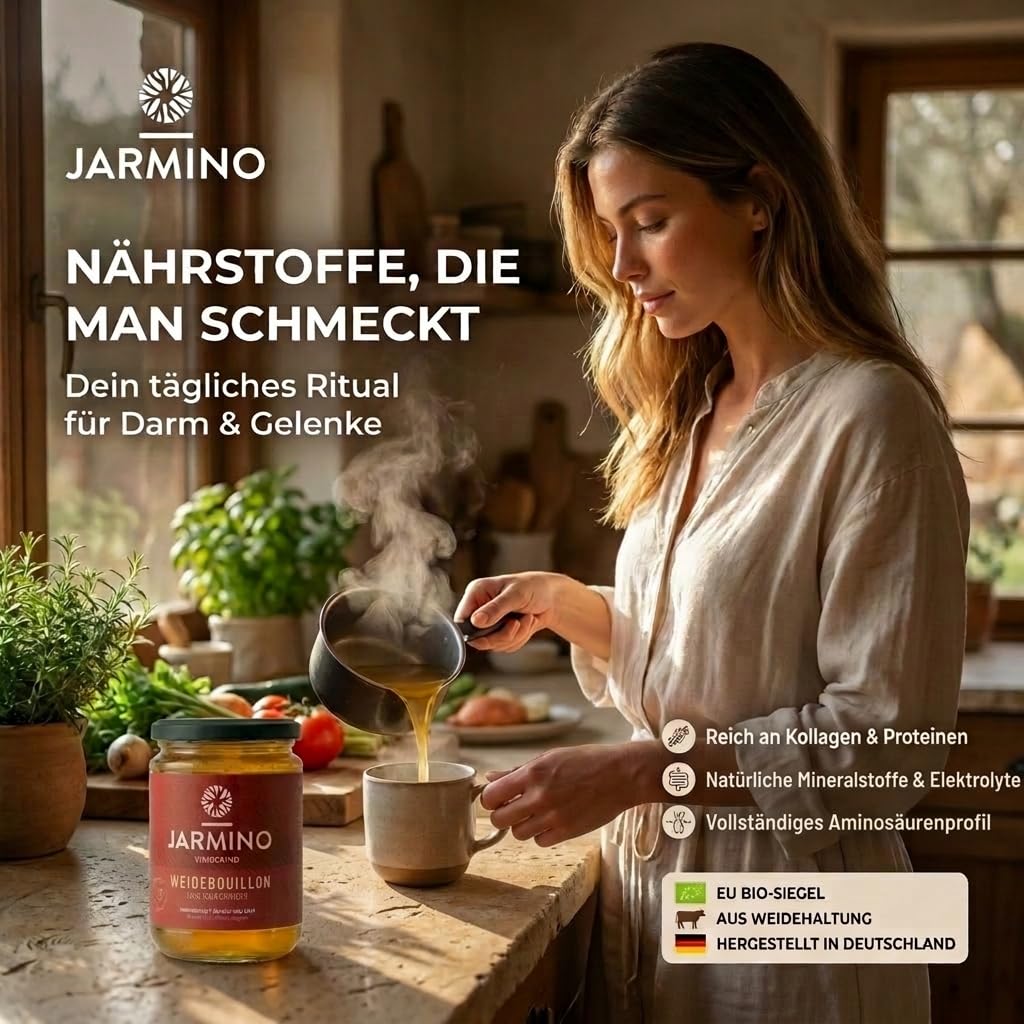 JARMINO Knochenbrühe BIO Weiderind 6x 350ml reich an Kollagen Protein Aminosäuren