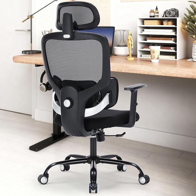 Silla de Oficina Ergonómica con Soporte Lumbar y Reposacabez miniatura 8