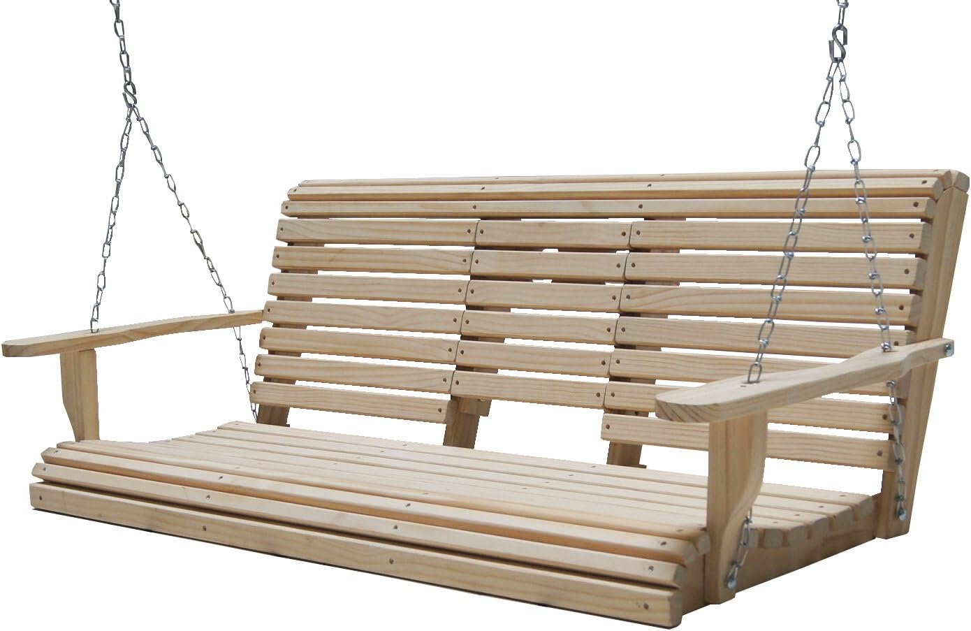 5 Feet Ft FLIP Cup Holder Console Cypress Lumber ROLL Back Porch Swing Made from Rot-Resistant Cypress Eternal Wood Made in The USA - Green Furniture - GO Green