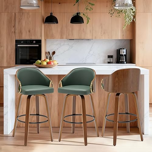 Miniatura 42 de Taburetes de bar de altura de mostrador, sillas de bar modernas ajustables de mediados de siglo con patas y brazos de acero inoxidable dorado para