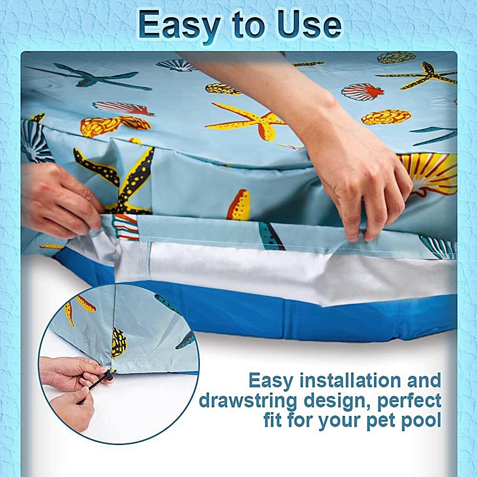 Telone rotondo per piscina protezione UV con cordino di serraggio | Coperchio Pieghevole Per Piscina Gonfiabile Per Esterno Giardino Casa Vacanza Spiaggia