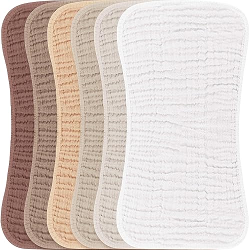 Miniatura 16 de Konssy - Juego de paños de muselina para eructos de bebé, unisex - 6 unidades grandes, 100 % algodón, ropa para eructos para recién nacidos, bebés