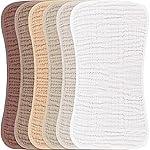 Konssy Muslin Baby Burp Cloths Sets for Unisex- 6 Pack Large 100% Cotton Burping Clothes for Newborn, Baby Girls and Boys