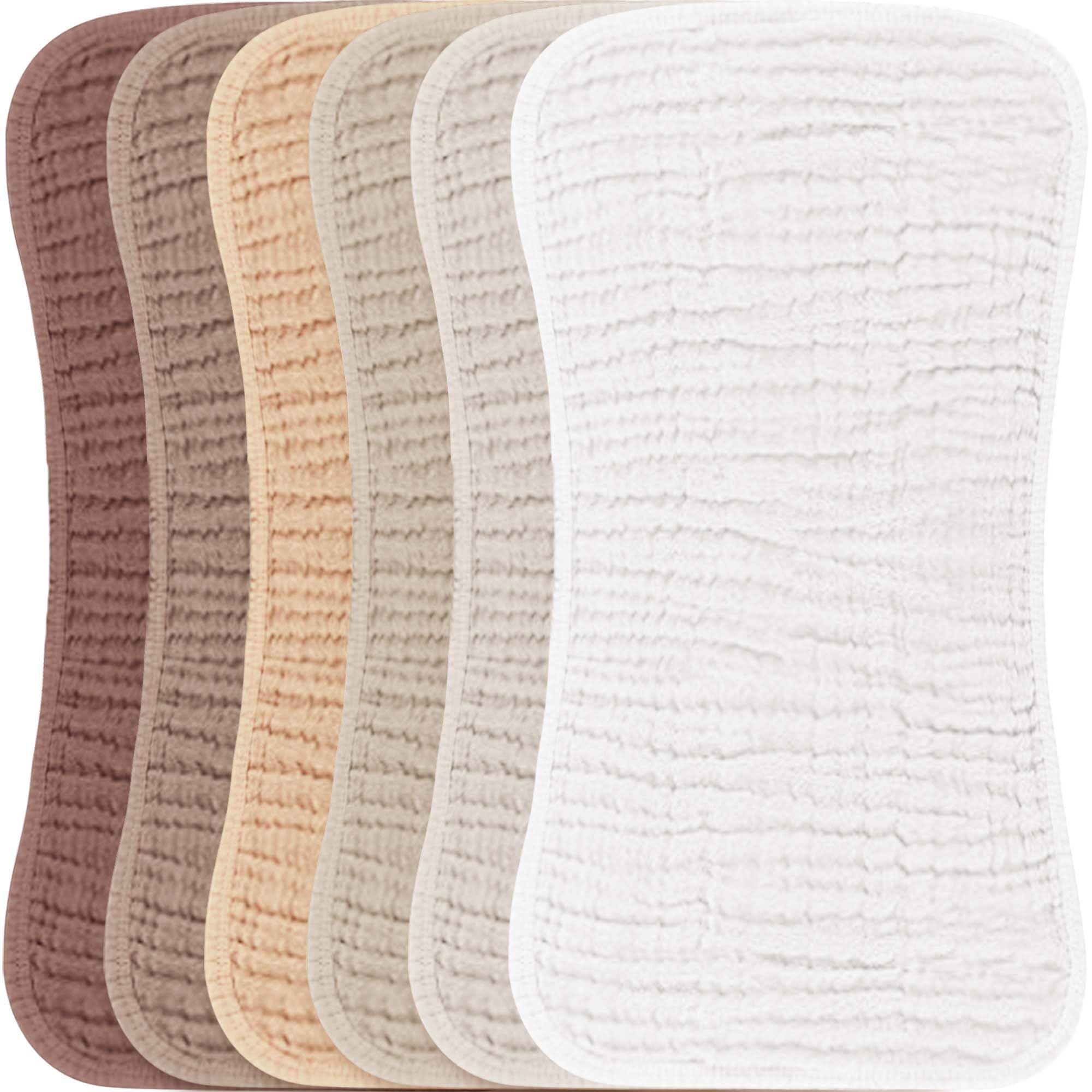 Konssy Muslin Baby Burp Cloths Sets for Unisex- 6 Pack Large 100% Cotton Burping Clothes for Newborn, Baby Girls and Boys