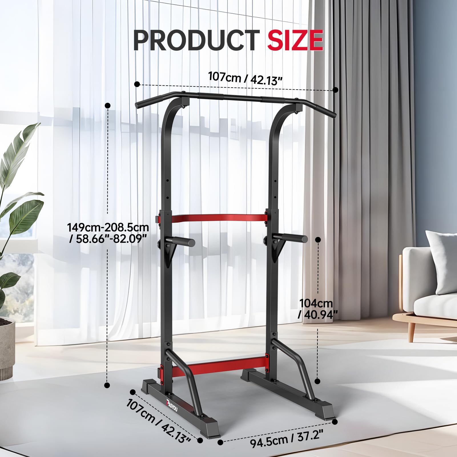 PASYOU Chaise Romaine Power Tower Dip Station,Multifonctions Barre de Traction Station Musculation pour l'entraînement à la Maison,Chaise Romaine Exterieur&Barre de Tractions,Charge maximale 150kg