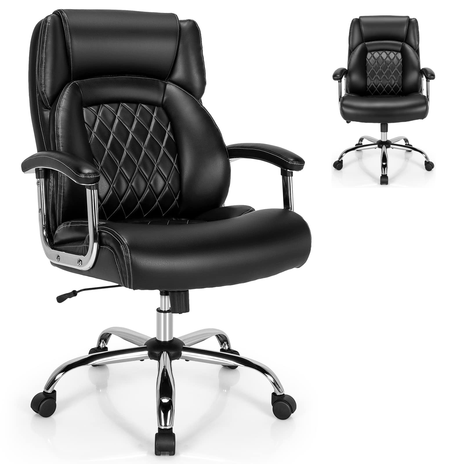 Sponsored Ad – CASART PU Leather Office Chair, 300/400/500LBS Big and Tall Executive Chair with Rocking Backrest&Armrest, Heavy Duty Metal Base, Height Adjustable Computer Desk Chair for Home Working (500LBS, Black)