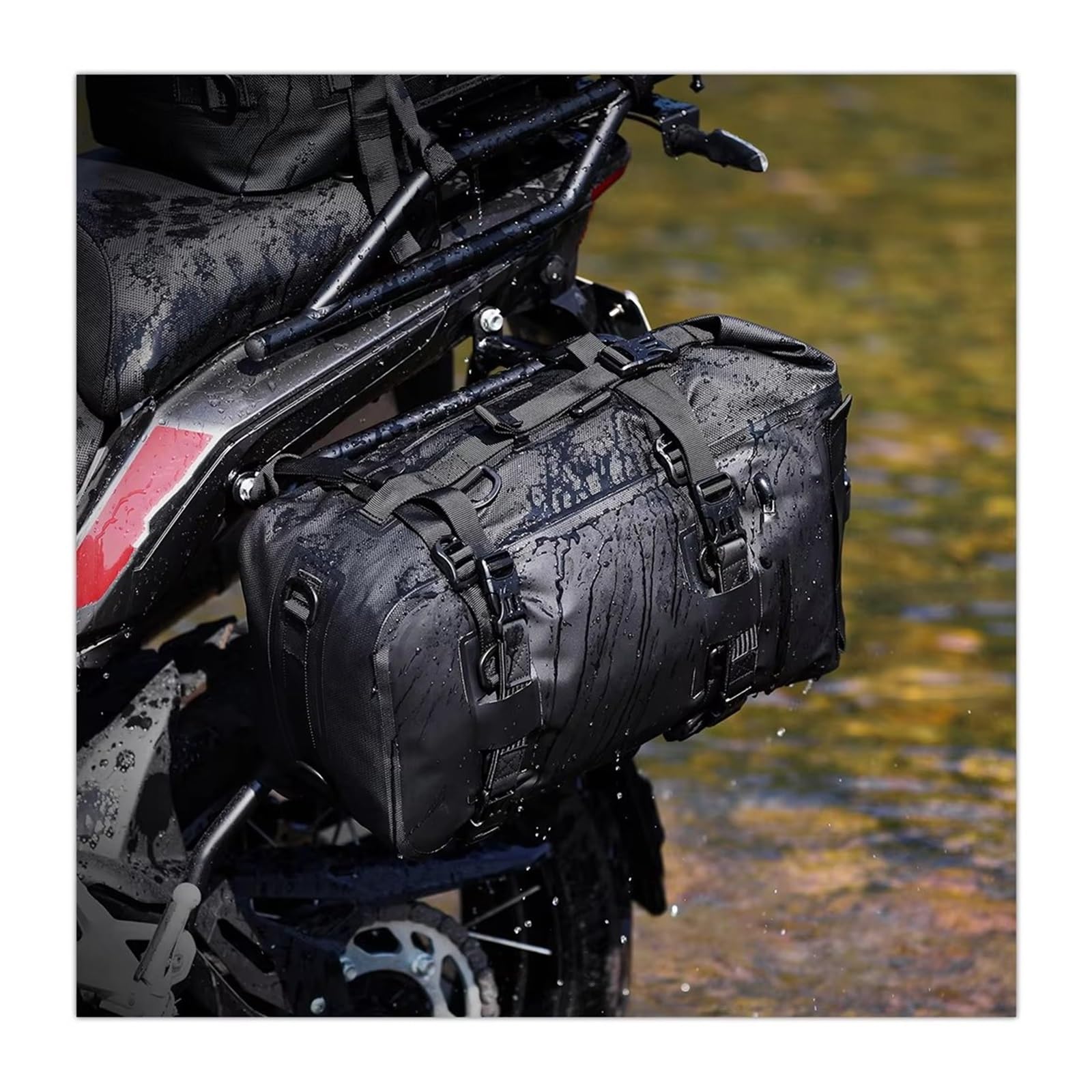 Borsa Coda Per Moto 8L/15L/30L Sedile Laterale Motore Impermeabile Sella Serbatoio Zaino Valigia Borse Da Sella Per Moto(8L-Black)