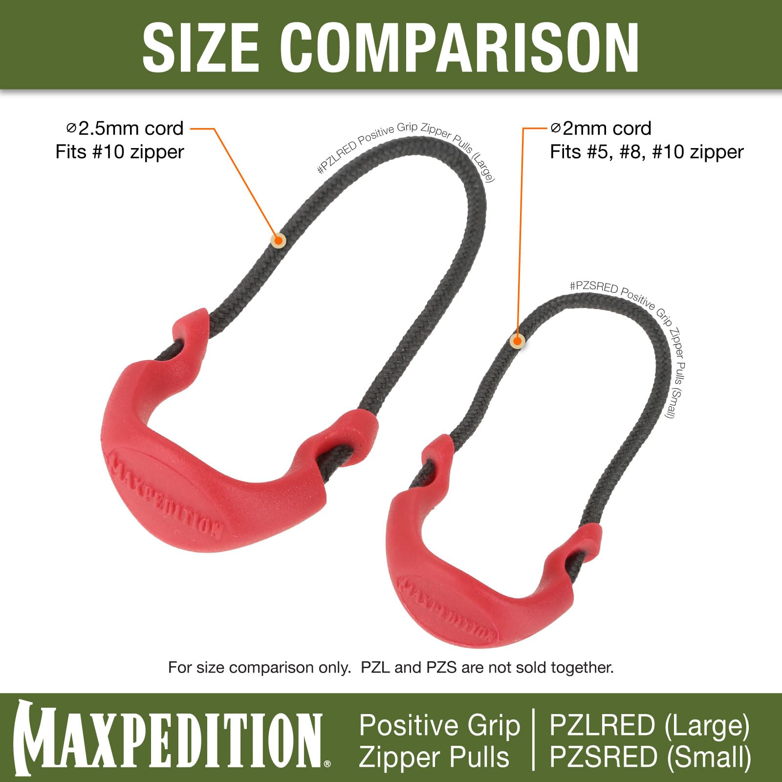 MAXPEDITION Positive Grip Zipper Pulls (Large, EMS Red) Pack of 6, Zipper Pull Replacement for Emergency Medical Backpacks, First Aid Kits, Tourniquet Pouches, PZLRED