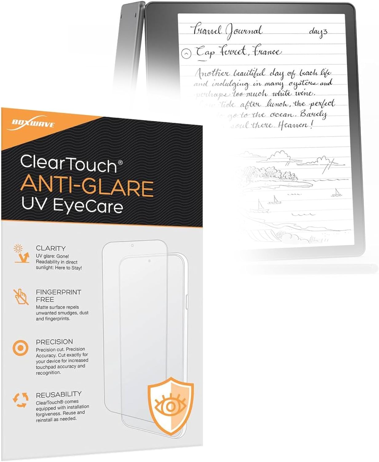 BoxWave Screen Protector Compatible with Amazon Kindle Scribe (1st Gen 2024) - ClearTouch Anti-Glare Anti-UV EyeCare (2-Pack), Filters Out Harmful Blue Light Reduce Fatigue