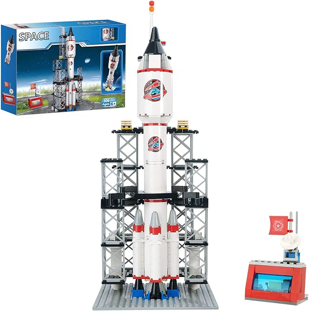 BRICK STORY Spaceship Building Set City Space Rocket Ship Playsets Space Construction Toys with Launch Control Center & Mini Astronaut Birthday Present for Boys and Girls 6-12 309PCS