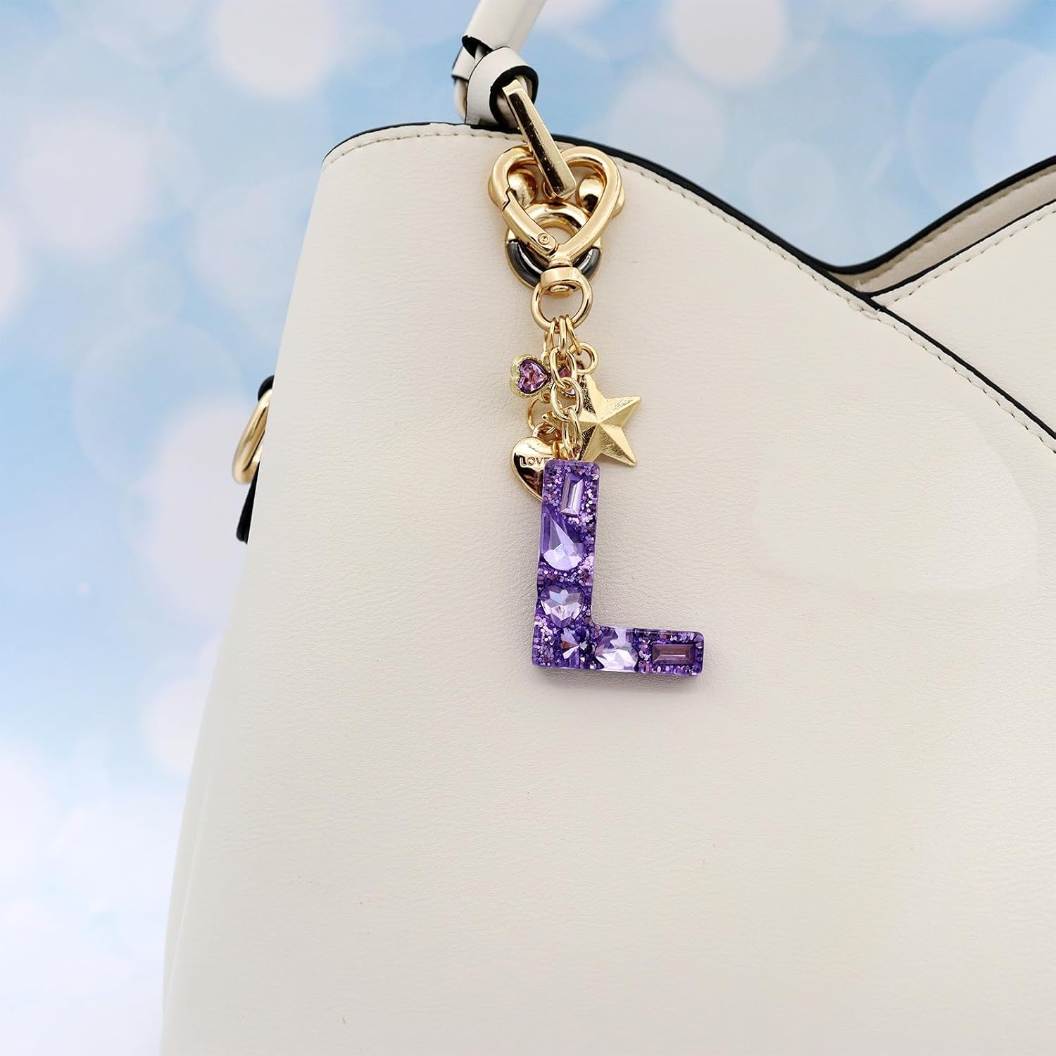 Glitter Initial Letter Keychain Gift for Women Cute Pink Resin Keychains for Bag image 4