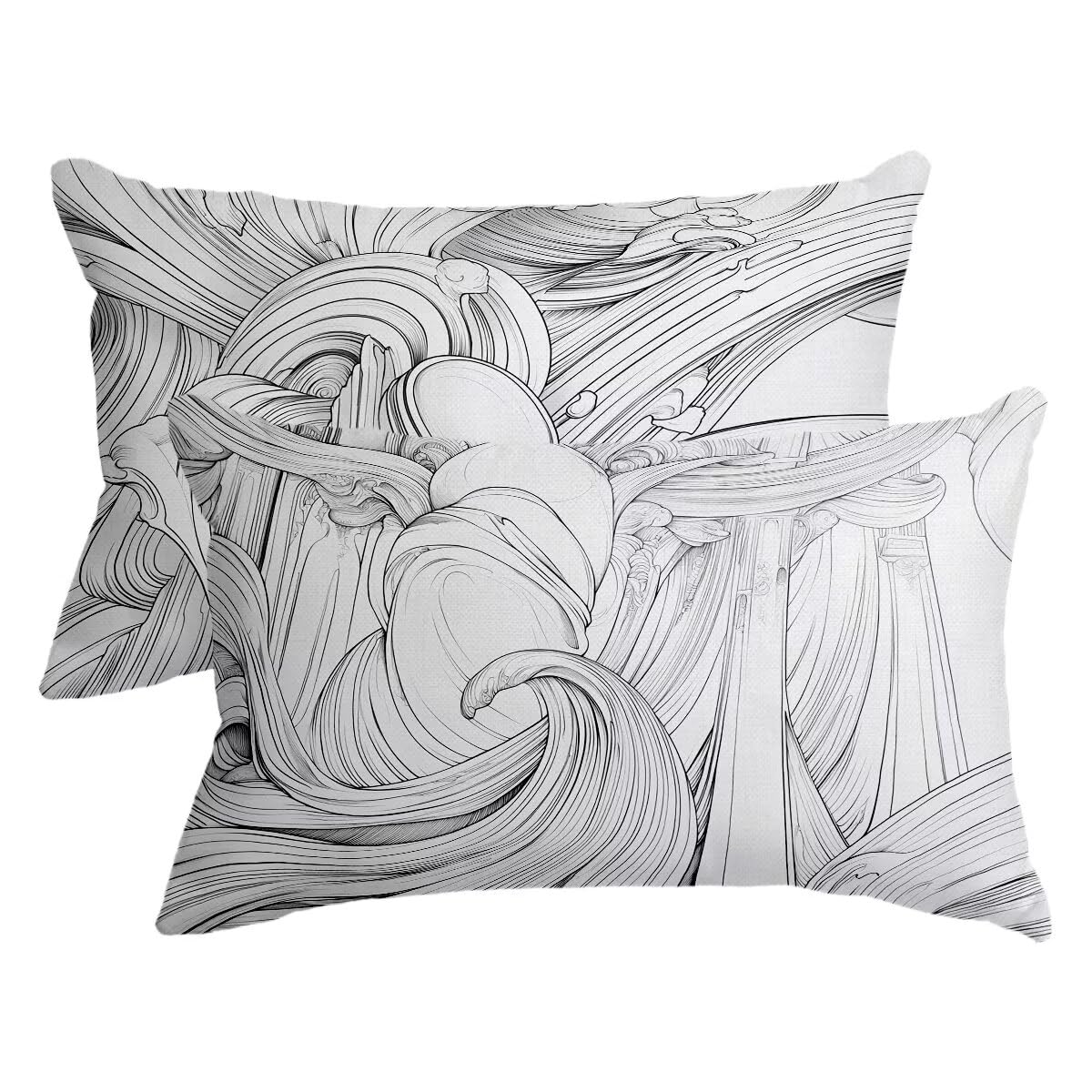 Housse de coussin abstrait impermeable fini les oreillers mouilles sur le canape de jardin
