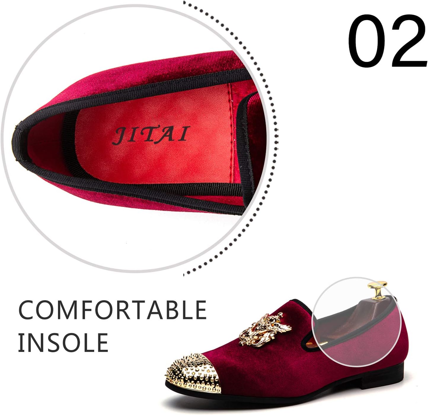 Men Genuine Leather Mens Metallic Textured Slip-on Glitter Loafers Shoes - Image 3