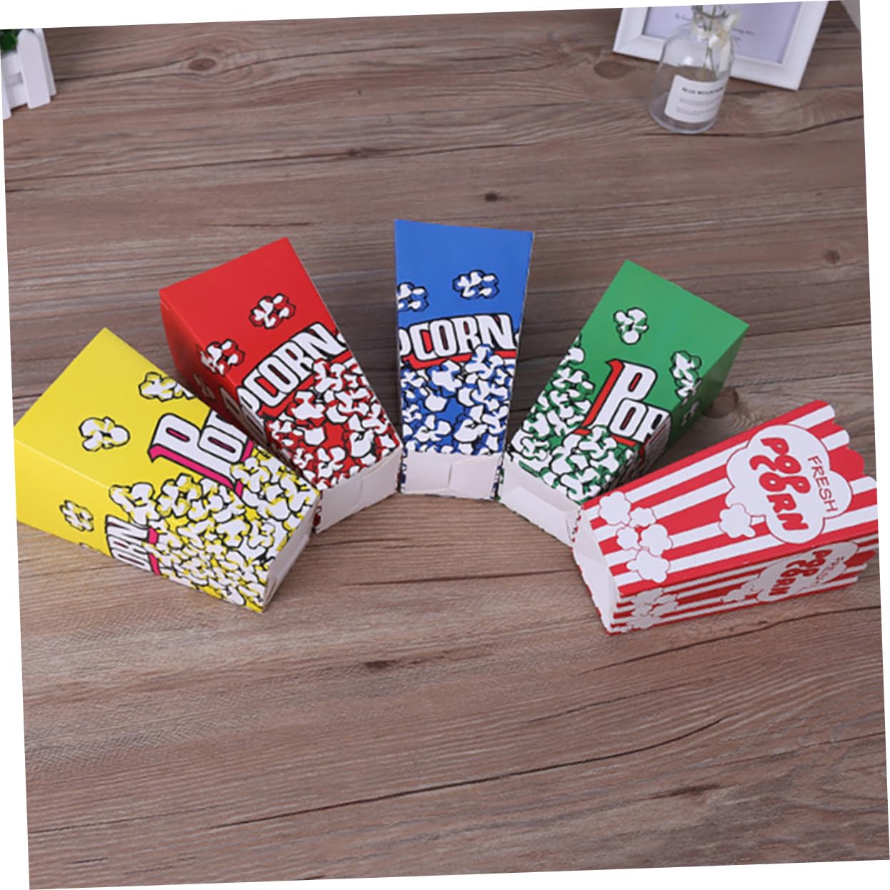 Cabilock 1Set Disposable Folding Boxes for Packing Snacks Color Popcorn Packing Bags Creative and Festive Design Easy to Assemble for Parties and Events