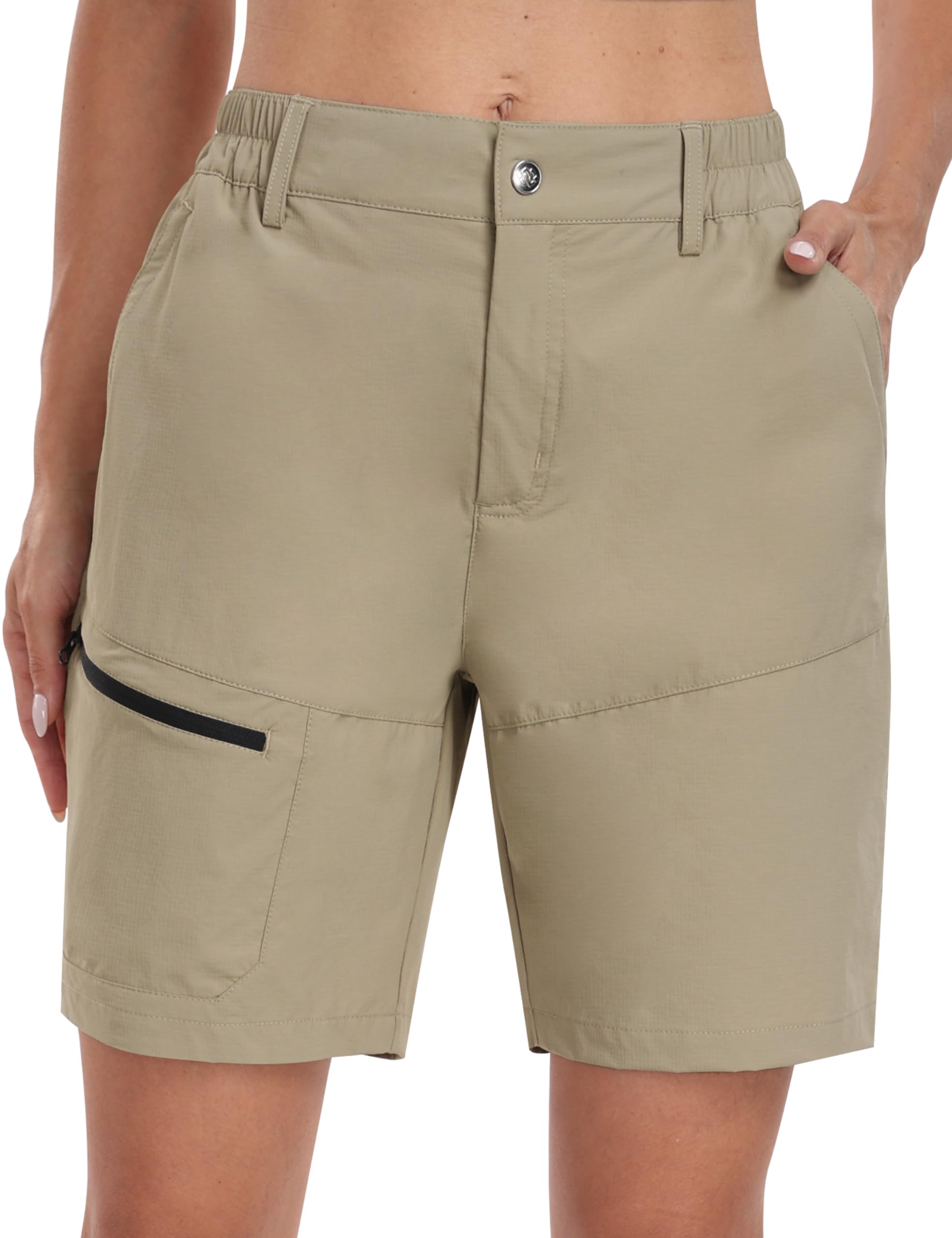 MoFiz Pantacourt léger pour femme - Capris décontracté pour voyage d'été - Short ample avec poches zippées, A04-bleu marine, Taille 3XL