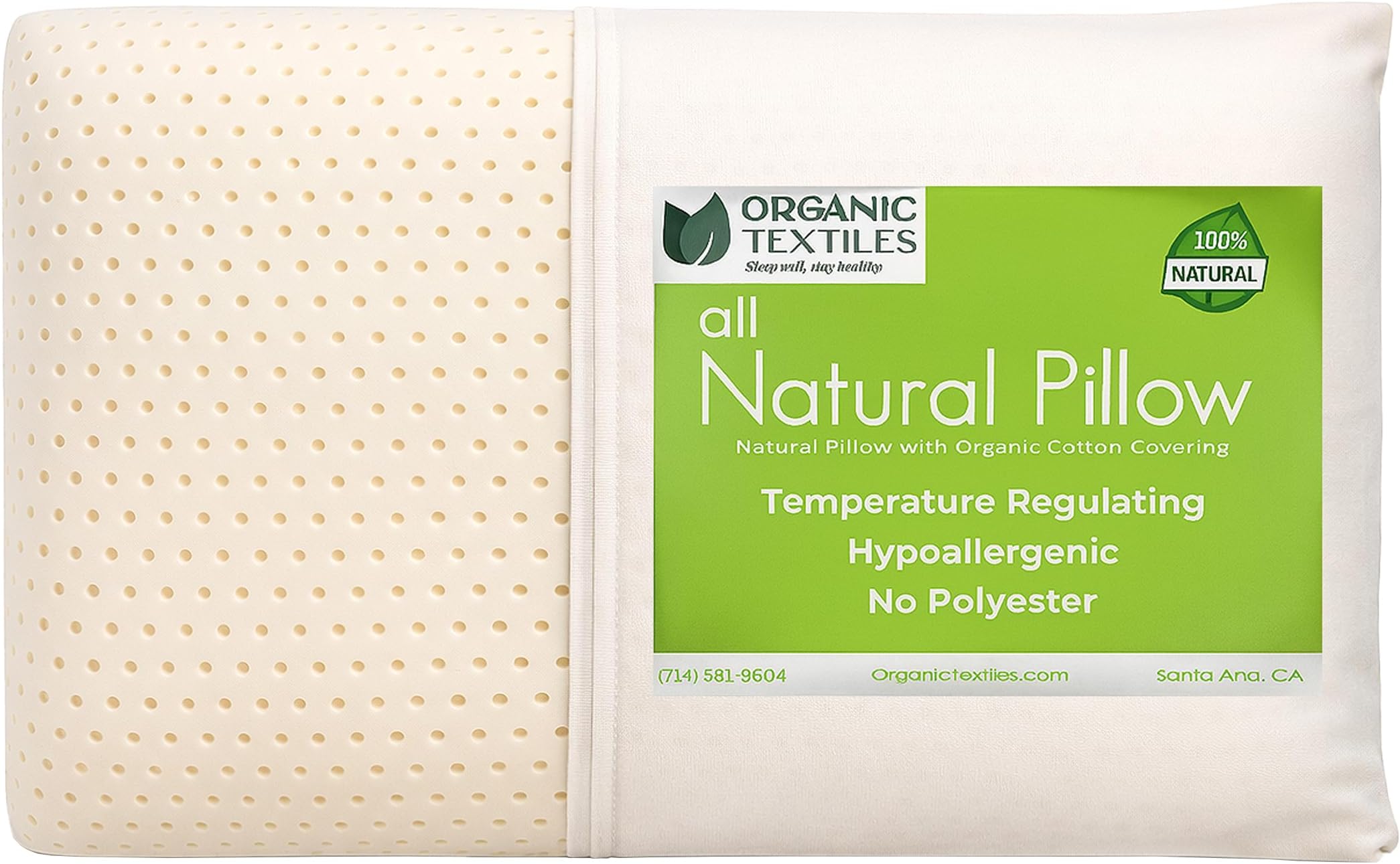 - OrganicTextiles Natural Latex Pillow with Organic Cotton Cover (King Size, Firm), GOTS Certified, Bed Pillow for Sleeping, Neck Pain Relief Help, Head Support, for Side Back Stomach Sleeper