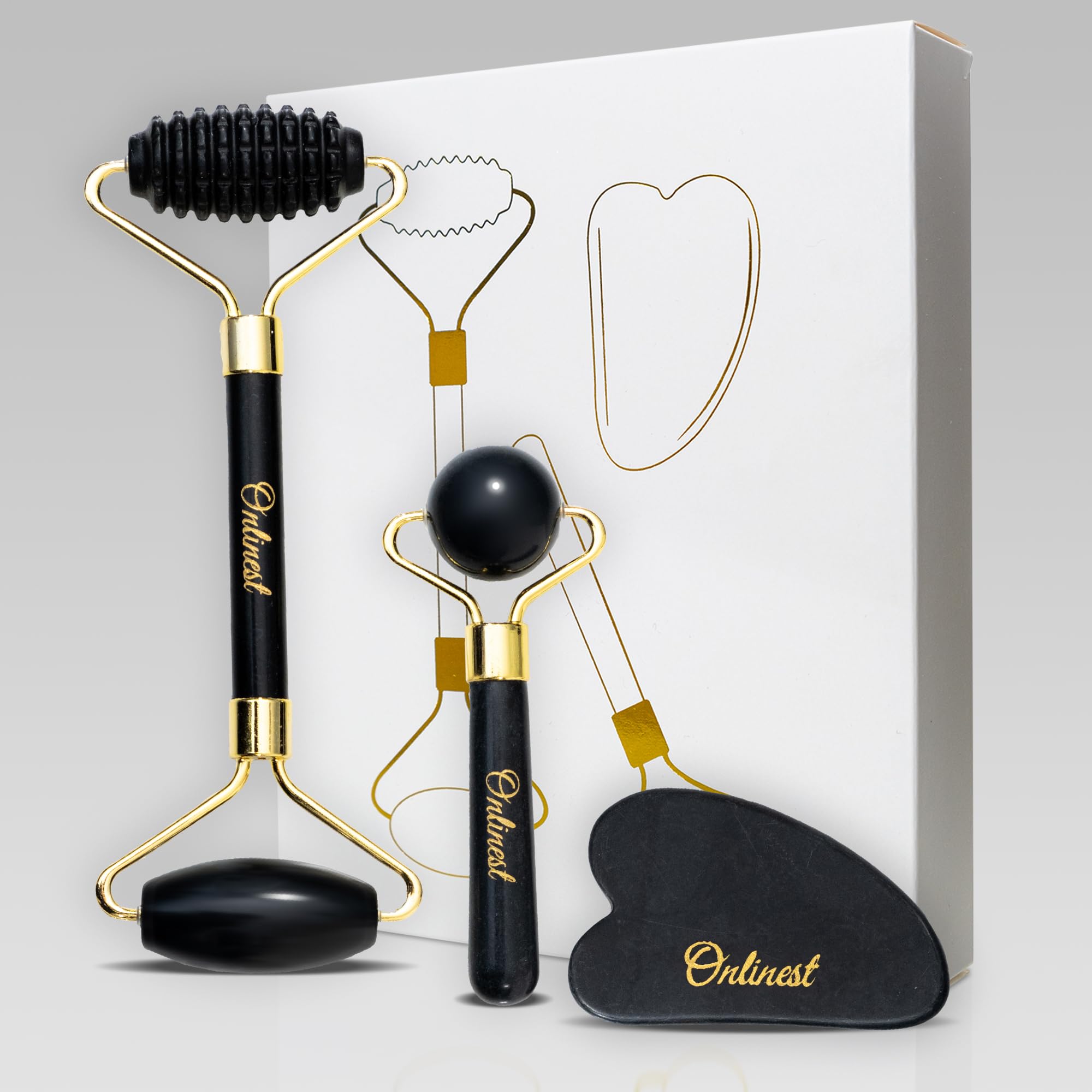 3in1 skin care tool set. Ultimate Facial Rejuvenation Companion. Facial massage. Face lift. Facial roller. Massage set. Natural skin care. Neck roller. Gua Sha set.