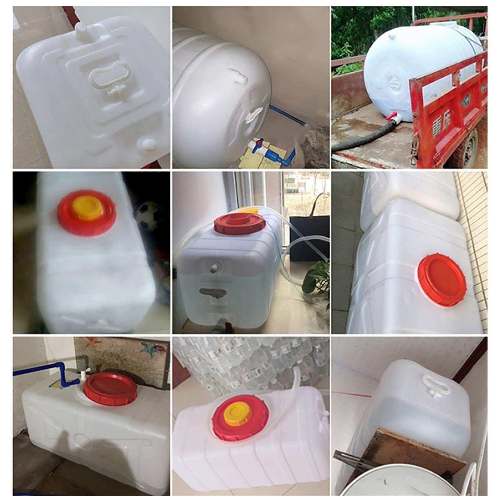 Kanister na wodę, kempingowy, do magazynowania wody, 25 l/30 l/50 l/80 l, tworzywo sztuczne, wysokiej jakości do kontaktu z żywnością, poziomy, prostokątny, pogrubiony zbiornik zewnętrzny, pokrywa pojemnika na wodę do gospodarstwa domowego (rozmiar: 80 l)