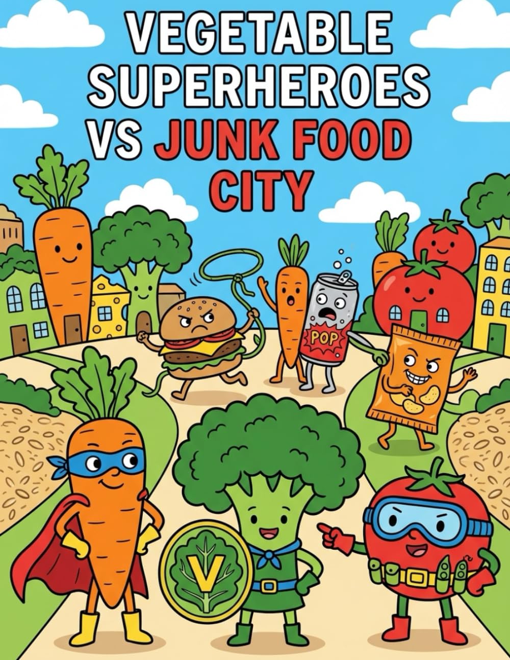 Vegetable Superheroes vs Junk Food City: Colouring Fun