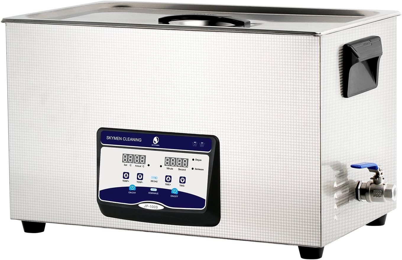 Ultrasonic Cleaner 30L SKYMEN Digital Ultrasonic Cleaning Carburetor Auto Car Parts Industrial Accessories Circuit Board, Ultrasonic Bath Cleaning Machine with Timer|Heater|Degas|Semiwave Function