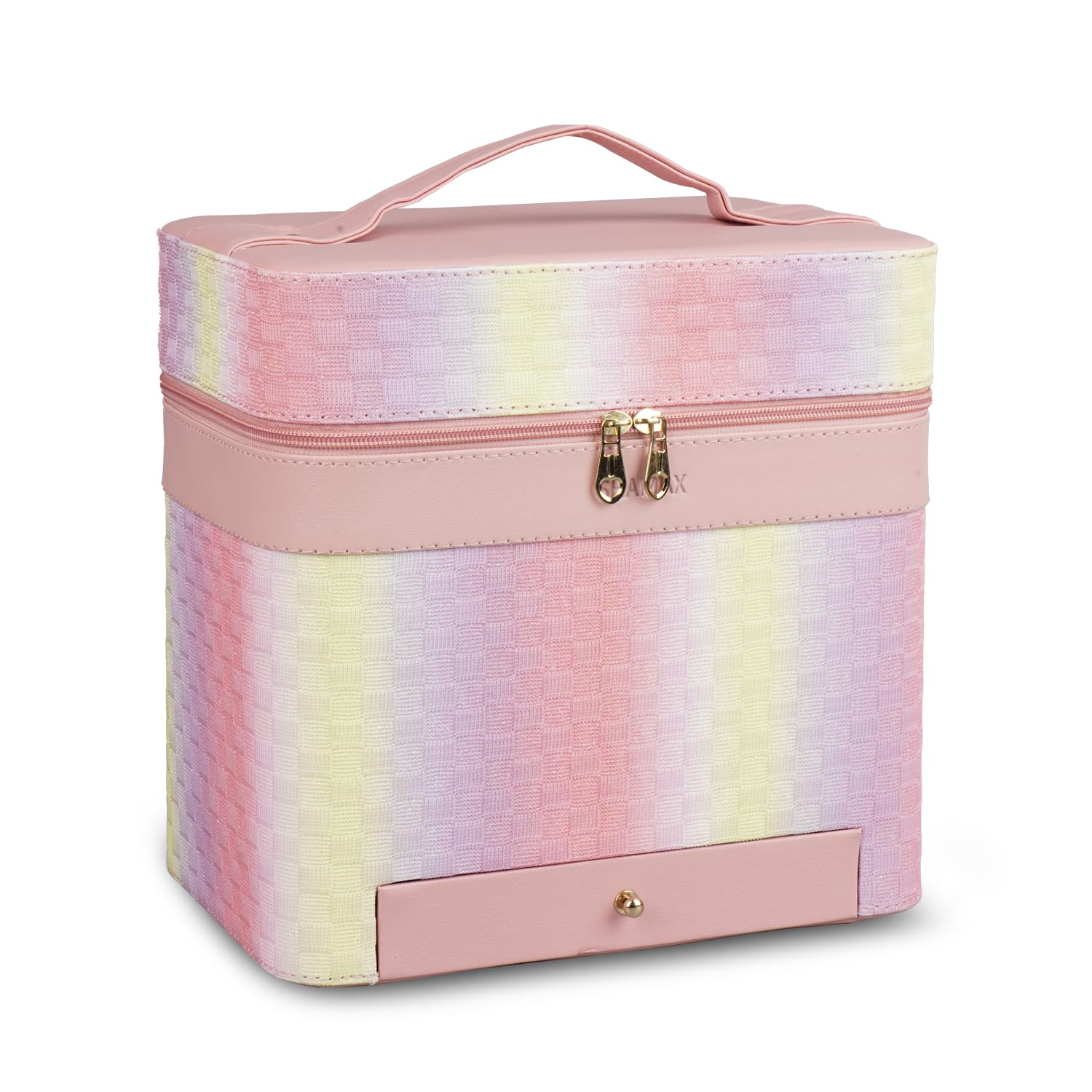 SHAMAX® Vanity Box with Mirror | 3-Tier Expandable Trays & Drawer | Portable PU Leather Makeup Organizer for Women | Waterproof, Durable & Wedding Gift Storage Case (28x18x26.5 cm) (Peach Multi)-image-17