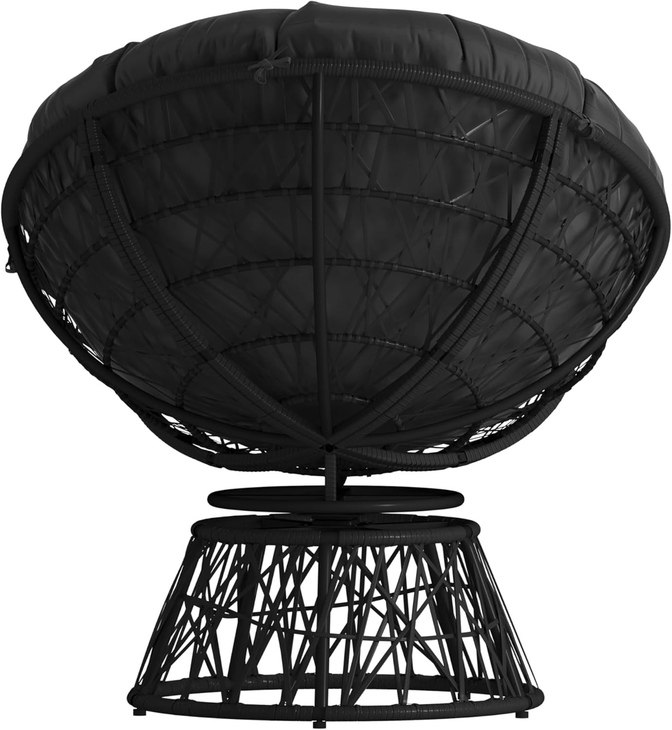 Flash Furniture Bowie Comfort Series Black Swivel Patio Chair with Black Cushion
