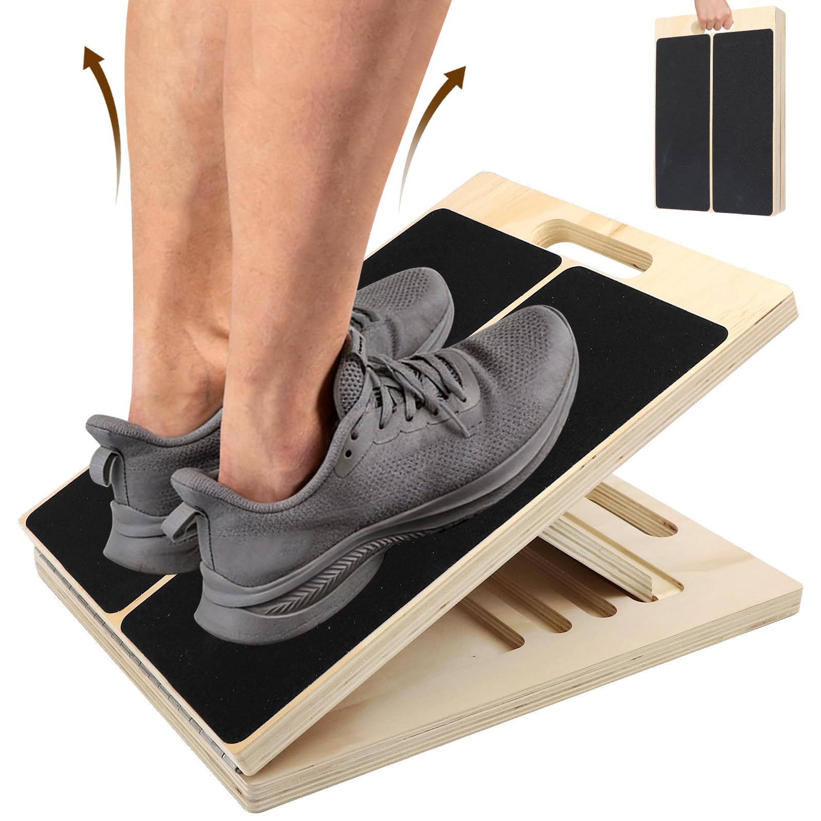 Tavola Inclinata in Legno Portatile, Inclinazione a 5 Livelli, Regolabile in Legno per Polpaccio per Squat, Gambe, Ginocchia, Tallone, Caviglia, Stretching