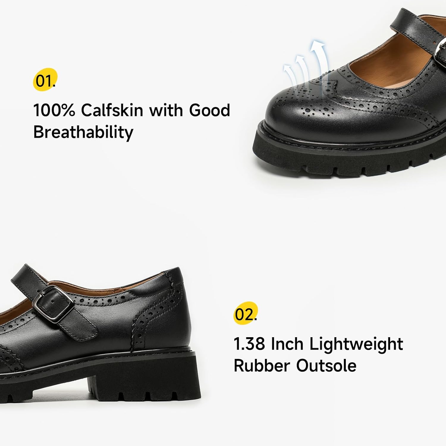 BEAU TODAY Mary Jane Shoes Women Mary Jane Flats Womens Oxford Wingtips Comfort Leather Round Toe Brogue Non-Slip Dressy Casual Cute Girls School Work Shoes - Image 4
