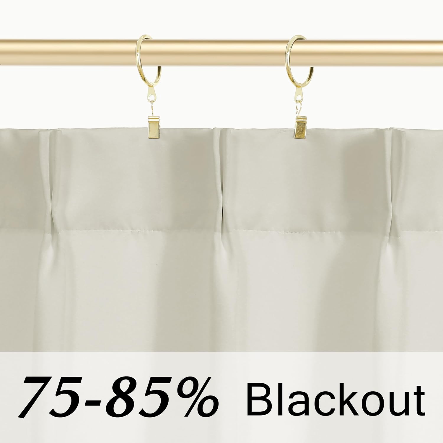 Lino Rosa Small Window Curtains 20 Inch - Pinch Pleat with Gold Clip Rings, Half Curtains for Kitchen, Bathroom & Laundry Room, 24" W x 20" L
