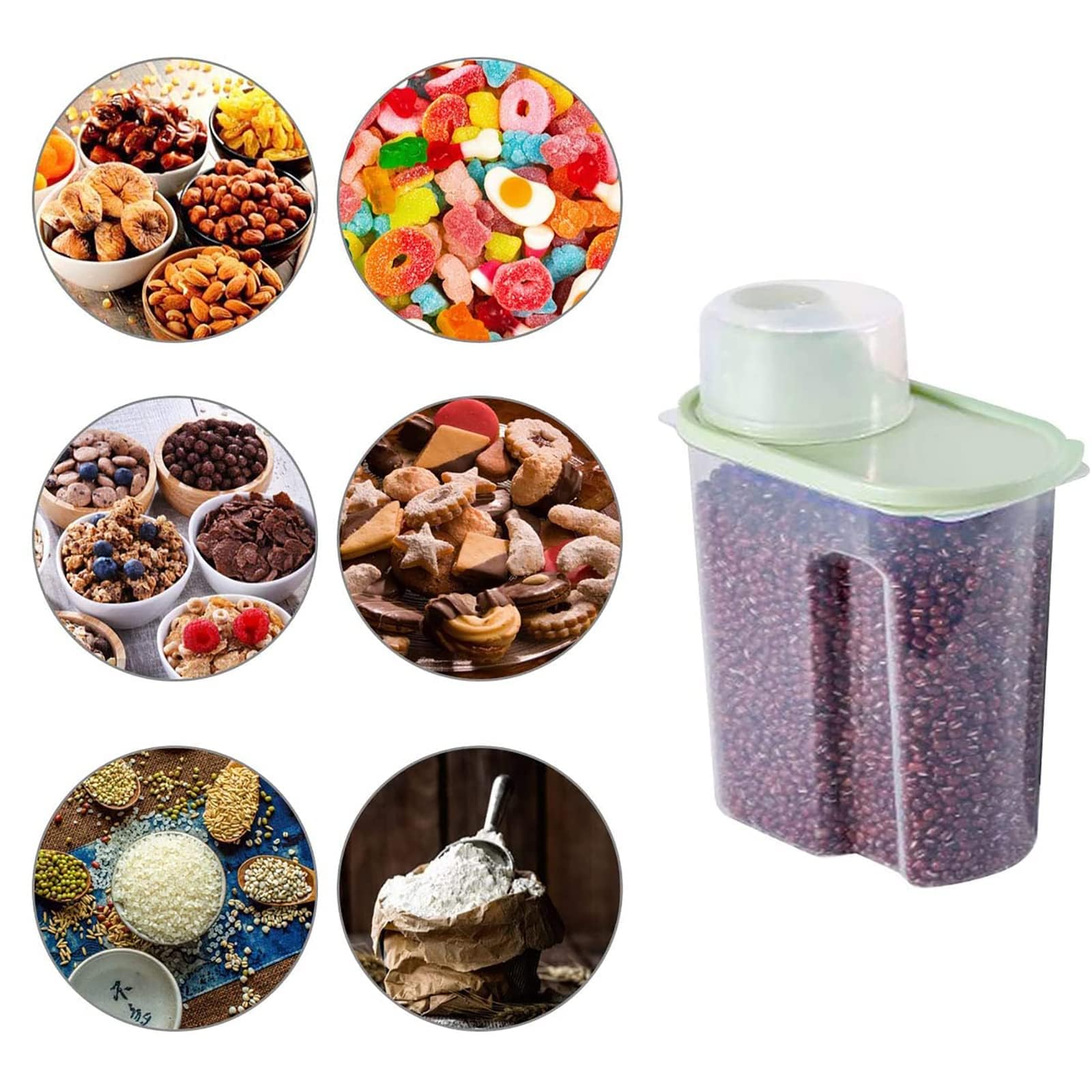 CROWNSHOP 4 Pieces 2.2L Cereal Container Storage Set Kitchen Airtight Container Storage Box With Pour Spout And Measuring Cup Dry Food Dispenser Containers 2 2l