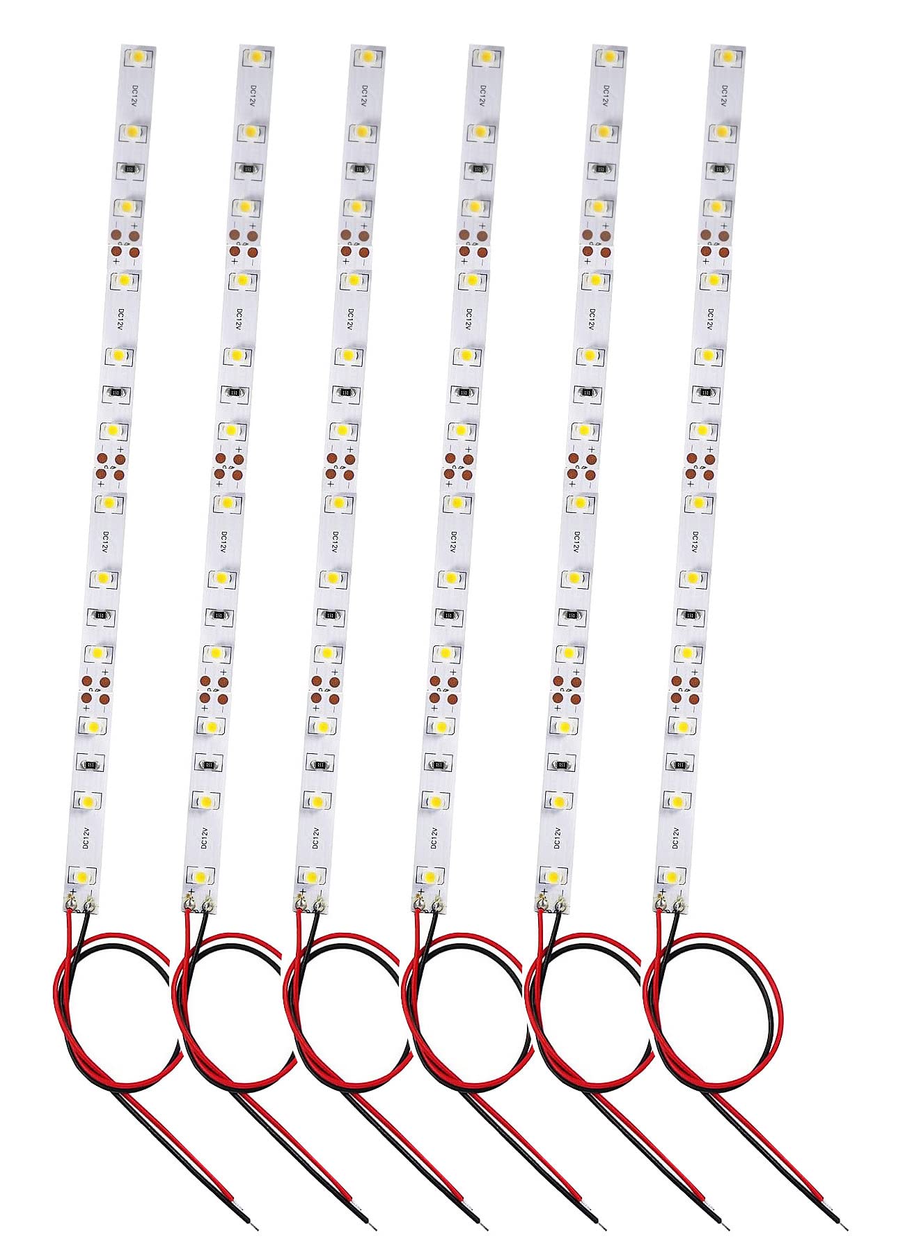 HUAZIZ 6 Pezzi Precablato Bianco Caldo Striscia Led 3528 SMD 12- LED Luce Autoadesiva 12 V ~ 18 V 35CM per il modello treno layout led per modellismo