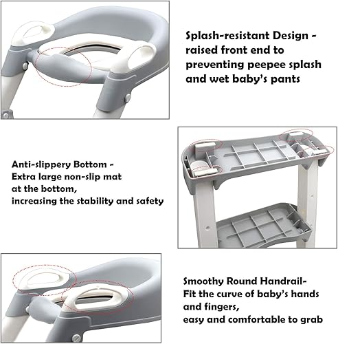 Vista 64 de HTTMT - Escalones infantiles con asiento de bebé para baño, ET-BABY001/002 Verde