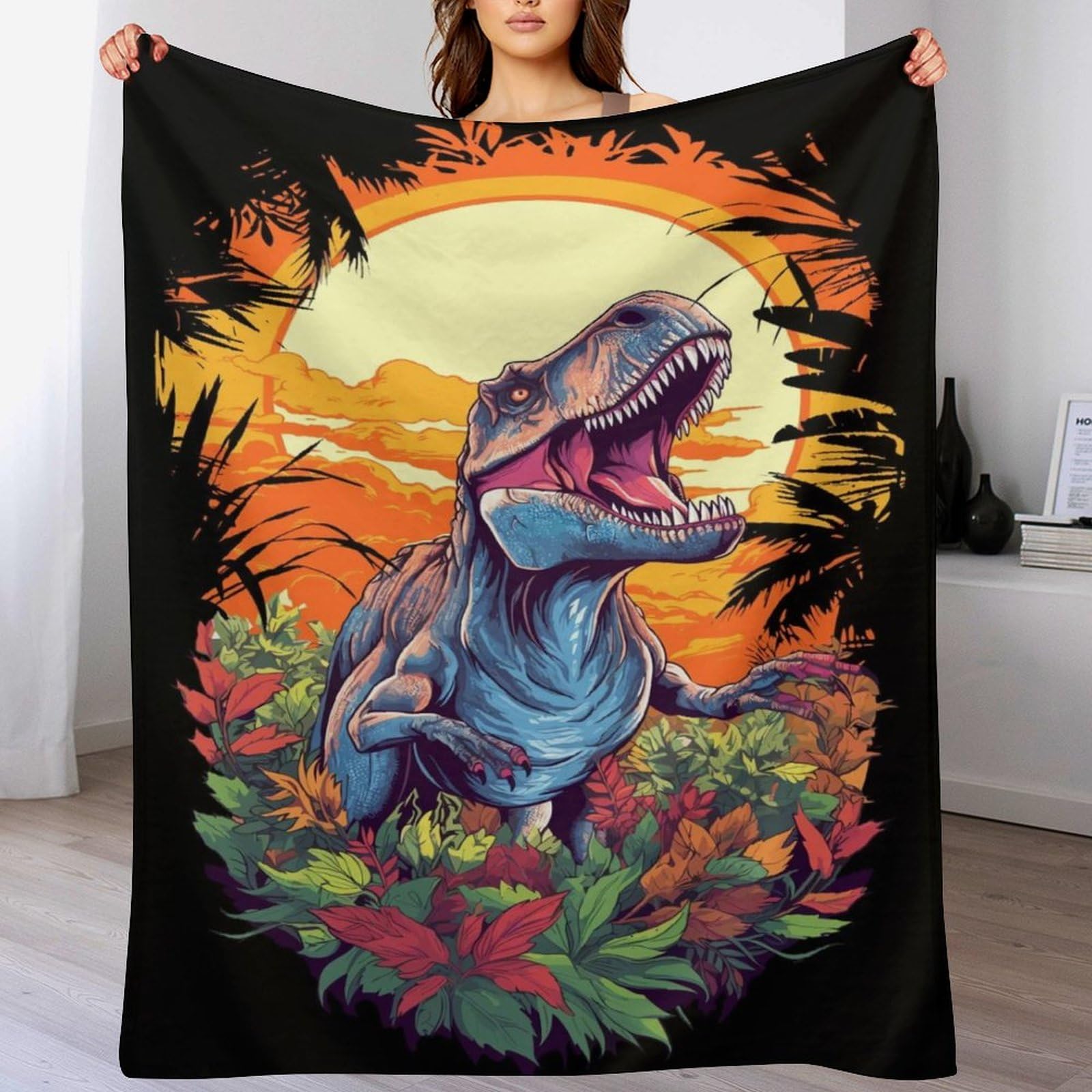 Couverture polaire dinosaure : finis les frissons sur votre canapé