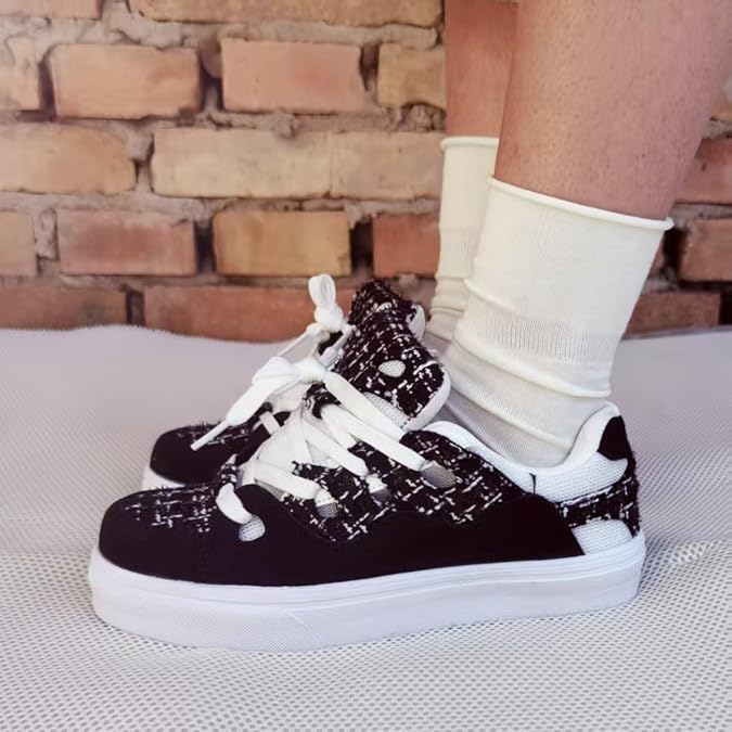 Chunky Sneakers Y2K Platform Skate Shoes Casual Streetwear for Women Breathable Denim Canvas