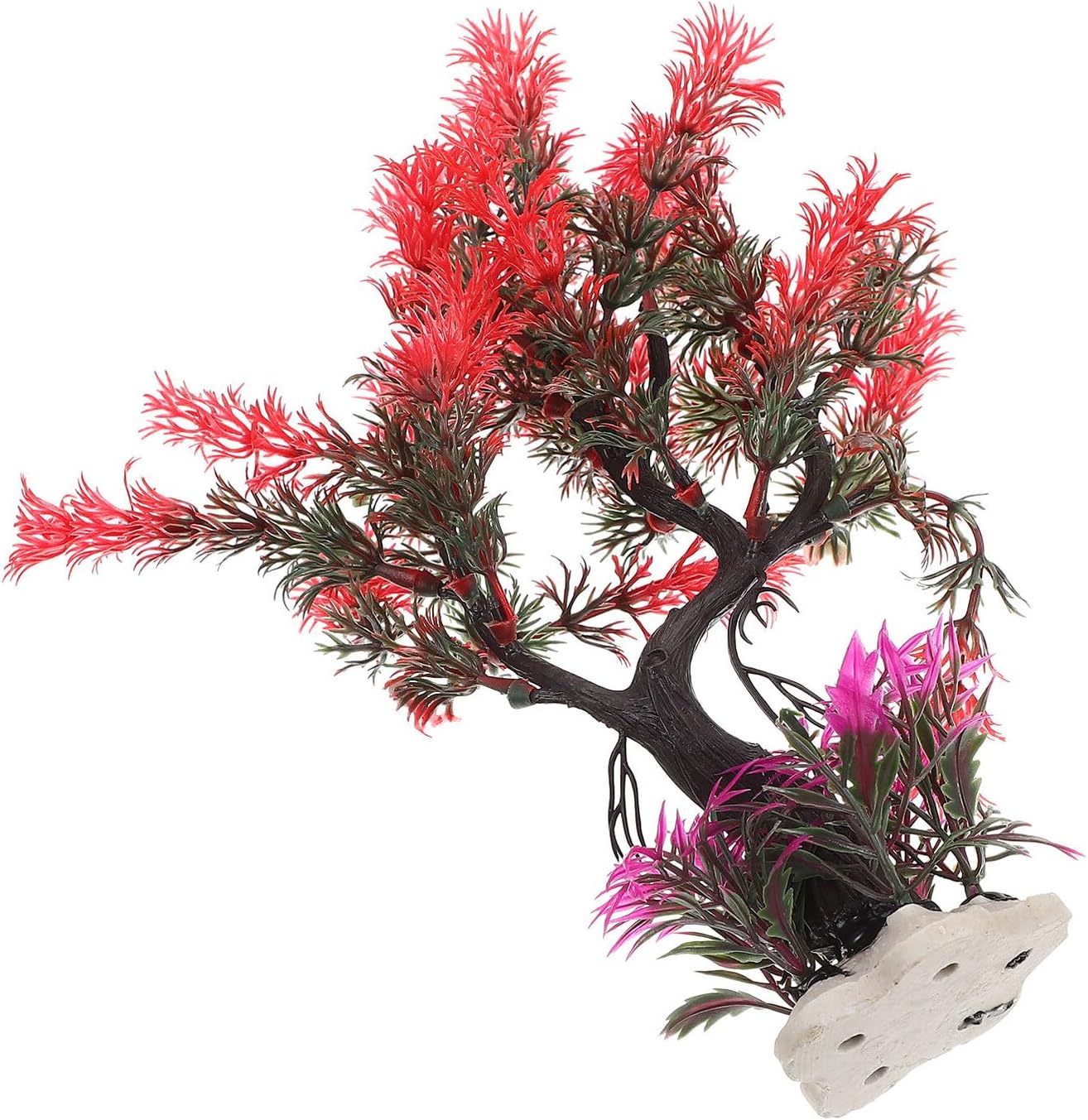 Outanaya Aquarium Fake Plants Artificial Fish Tank Plastic Plants Red Decoration for Fish Tank Accessories Aquarium Décor